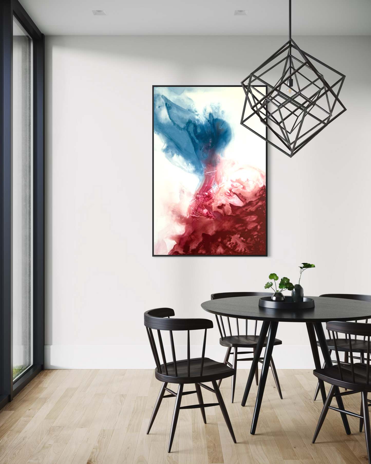 Deep Encounter – Abstraktes Acrylgemälde als Wanddekoration im Esszimmer