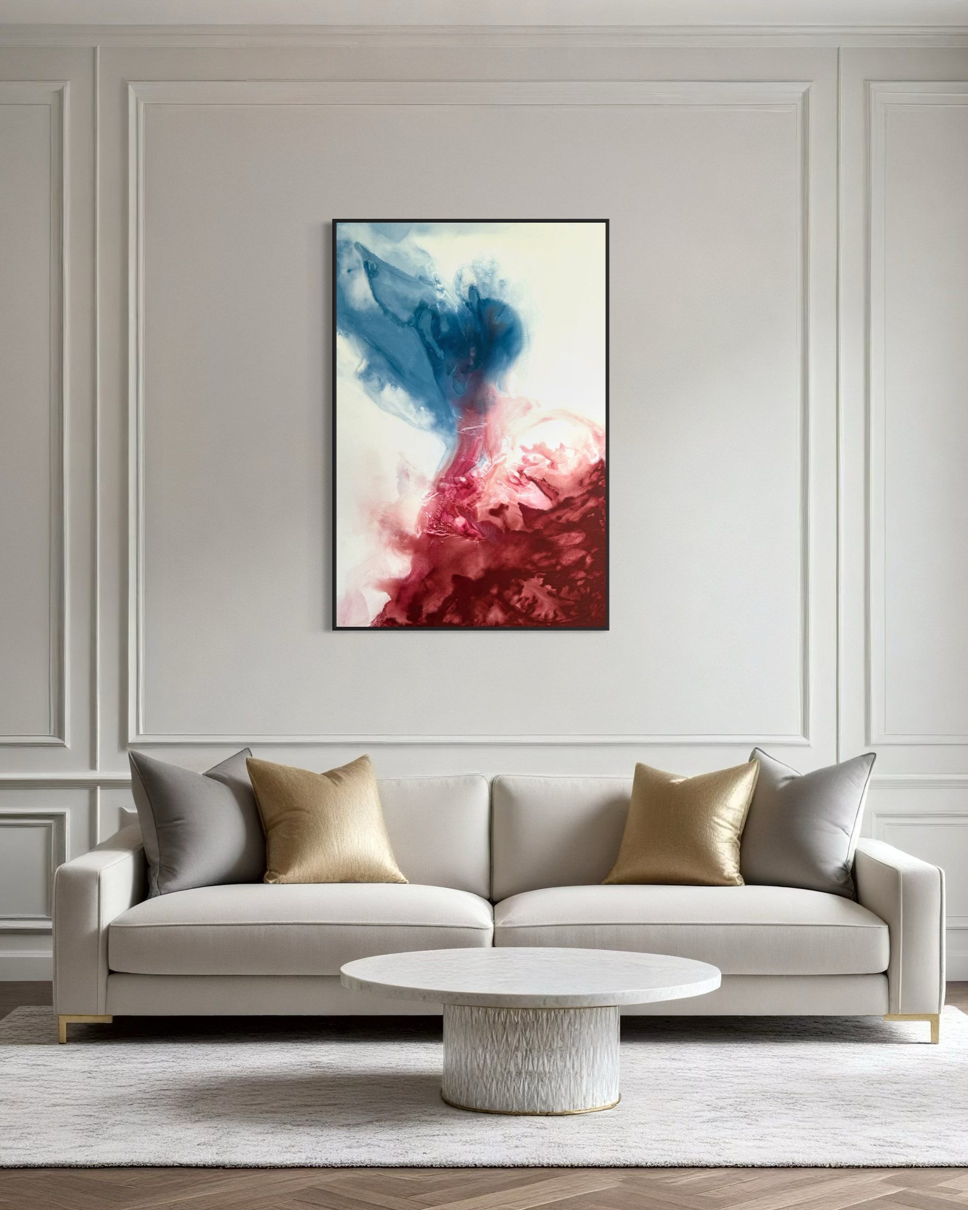 Deep Encounter – Modernes abstraktes Acrylgemälde als Wandbild im Wohnzimmer