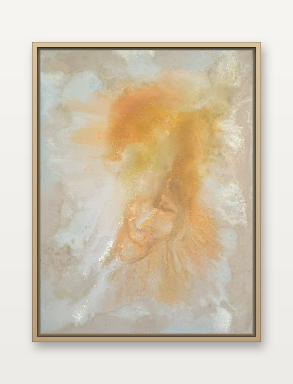 Evening Glow – abstraktes Gemälde 60 x 80 cm im hellen Holz-Schattenfugenrahmen (Eiche), Frontalansicht