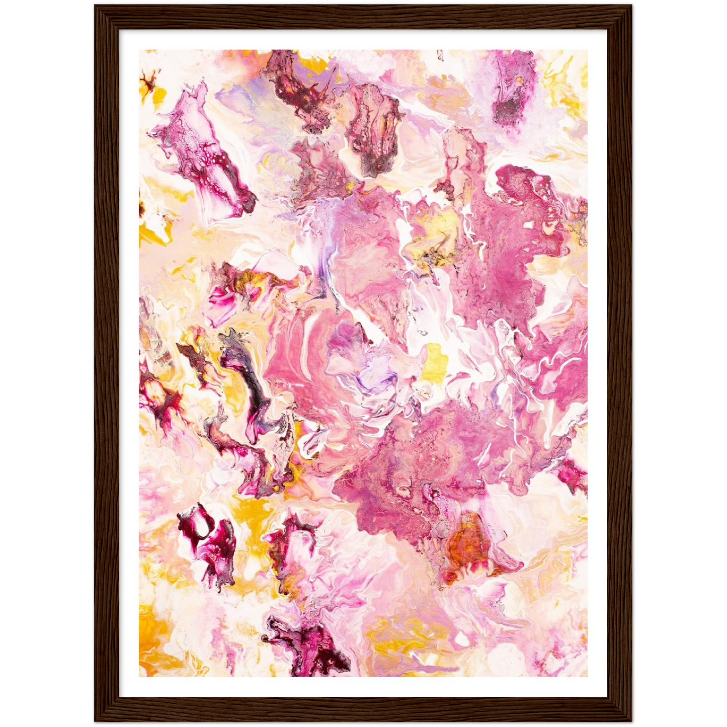 Pink Rose Print auf Premium Matt Papier mit Holzrahmen