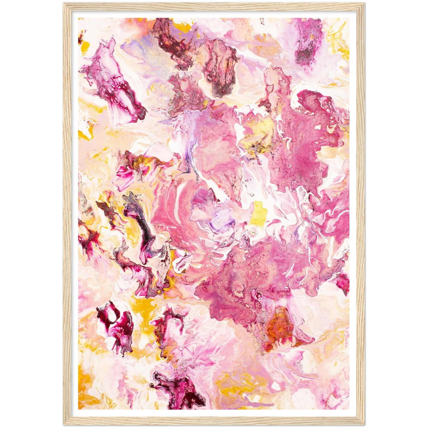 Pink Rose Print auf Premium Matt Papier mit Holzrahmen