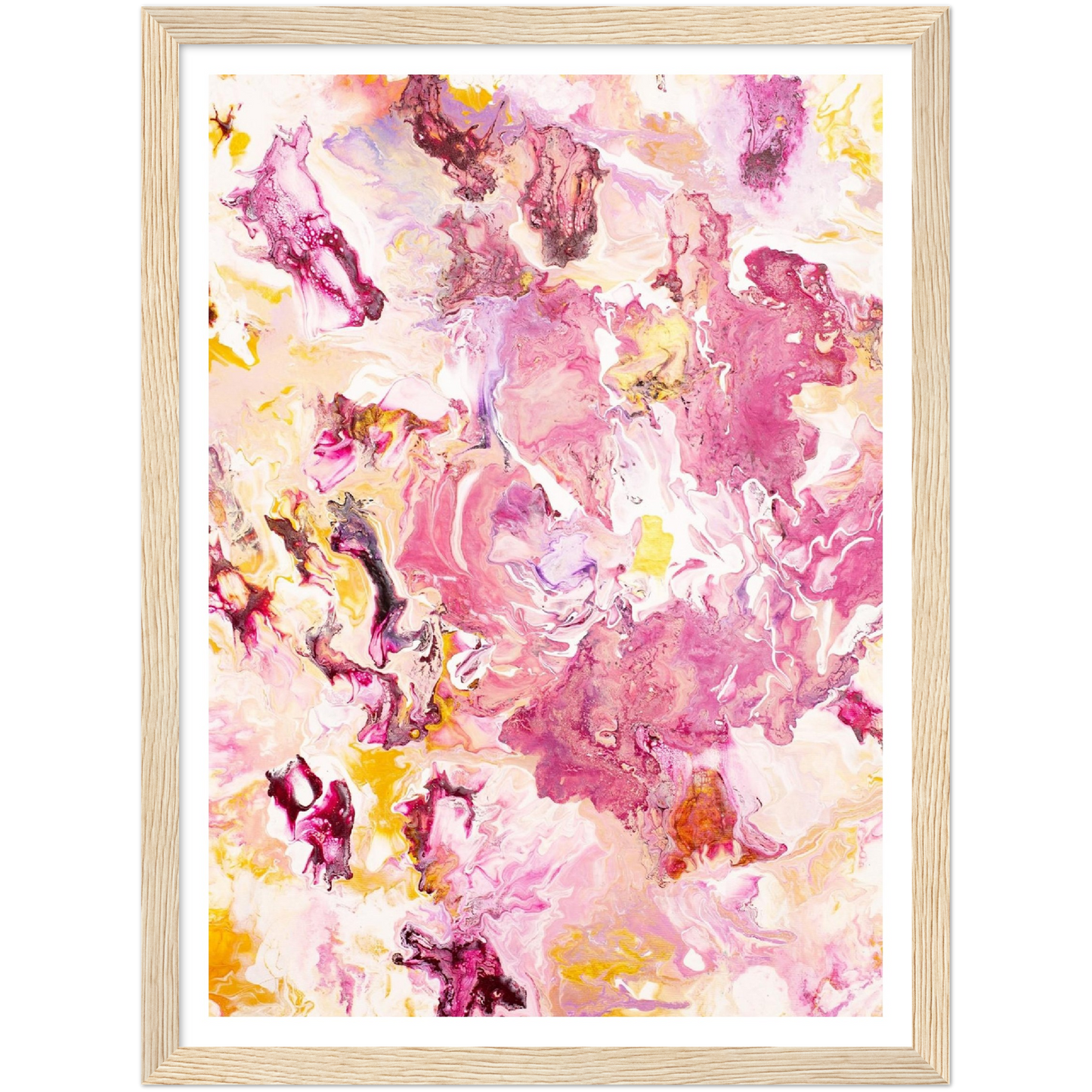 Pink Rose Print auf Premium Matt Papier mit Holzrahmen