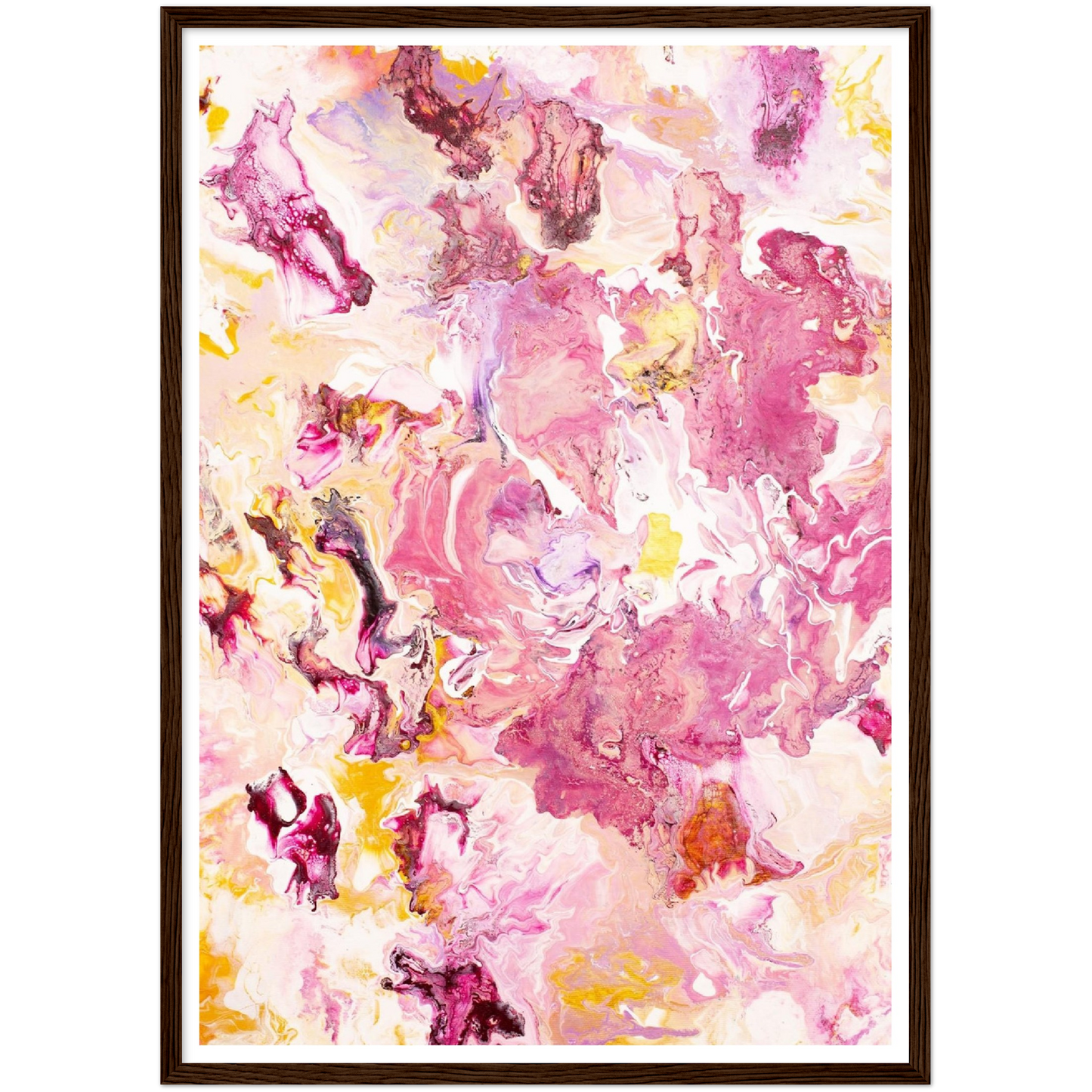 Pink Rose Print auf Premium Matt Papier mit Holzrahmen