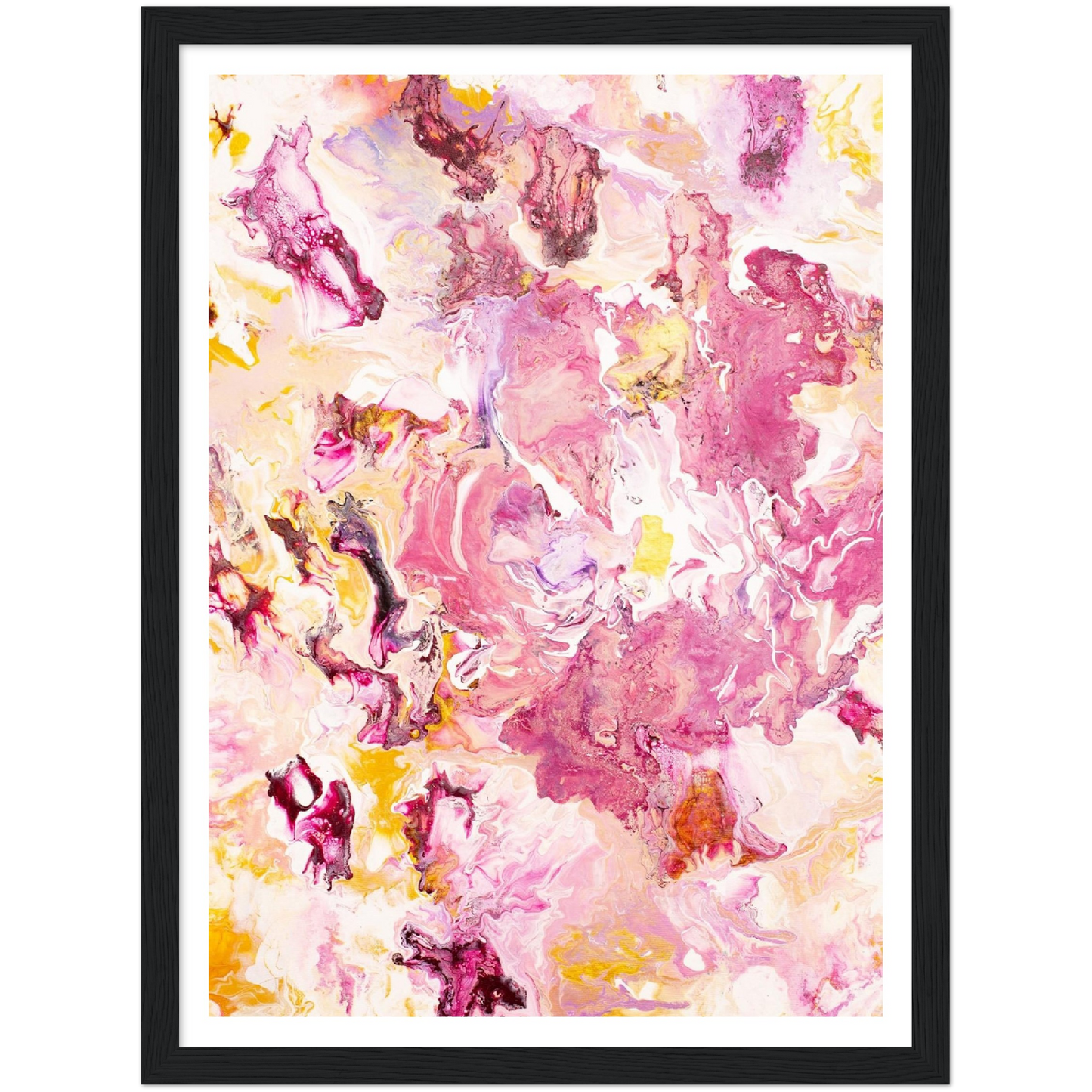 Pink Rose Print auf Premium Matt Papier mit Holzrahmen