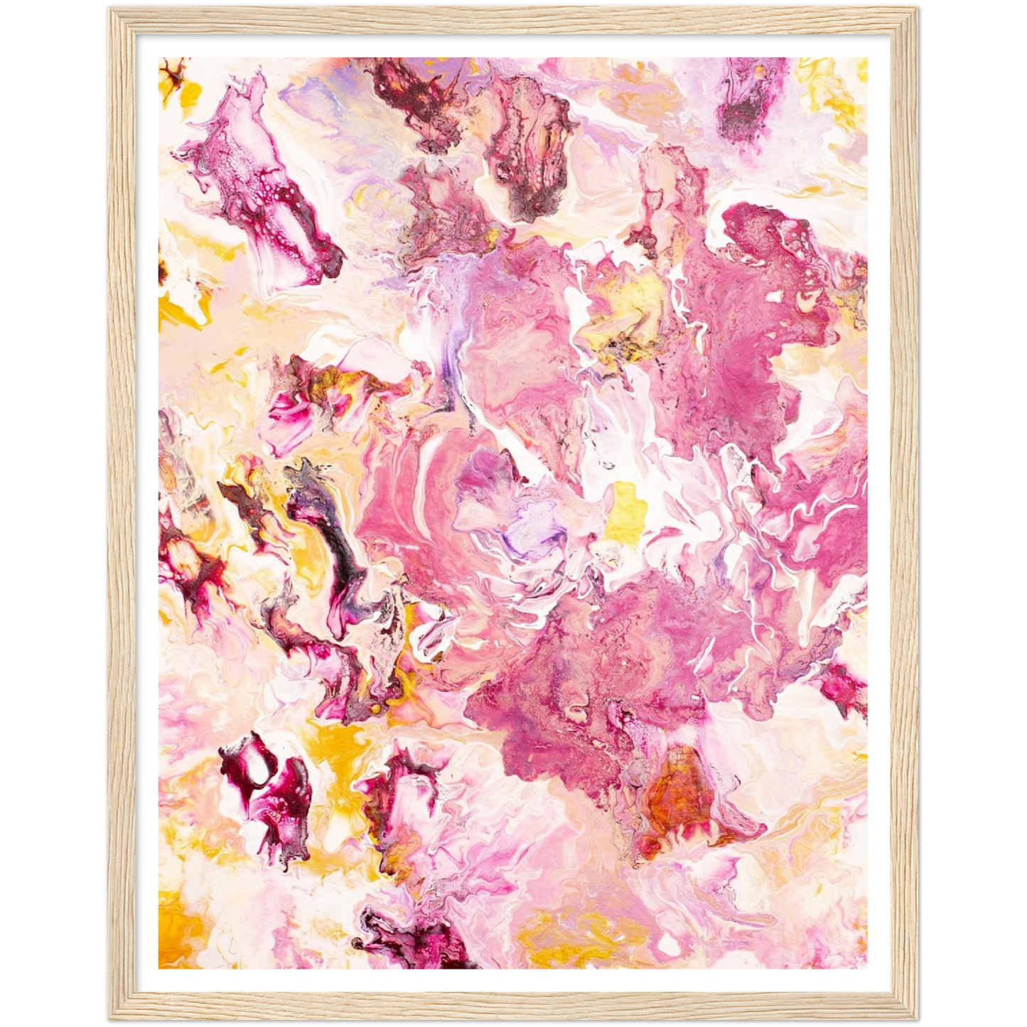 Pink Rose Print auf Premium Matt Papier mit Holzrahmen