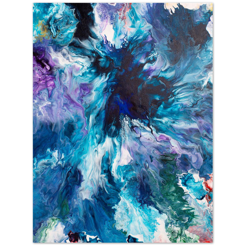 Maelstrom – Kunstdruck in Blau, Türkis und Violett, ohne Rahmen, Merima Besic-Krüger