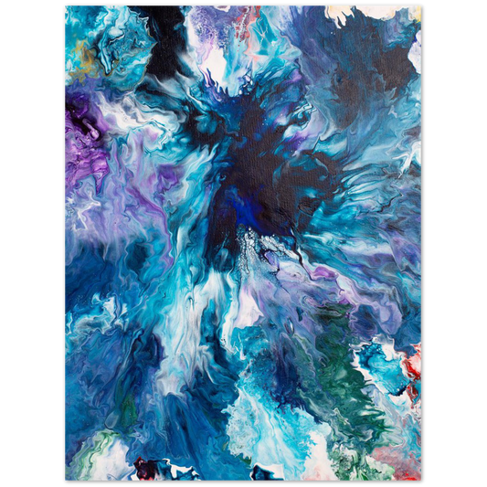 Maelstrom – Kunstdruck in Blau, Türkis und Violett, ohne Rahmen, Merima Besic-Krüger